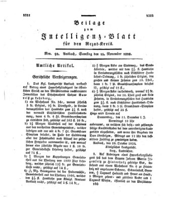 Königlich Bayerisches Intelligenzblatt für den Rezat-Kreis (Ansbacher Intelligenz-Zeitung) Samstag 15. November 1828