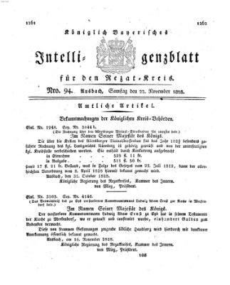 Königlich Bayerisches Intelligenzblatt für den Rezat-Kreis (Ansbacher Intelligenz-Zeitung) Samstag 22. November 1828