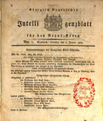 Königlich Bayerisches Intelligenzblatt für den Rezat-Kreis (Ansbacher Intelligenz-Zeitung) Samstag 4. Januar 1834