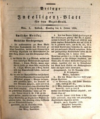 Königlich Bayerisches Intelligenzblatt für den Rezat-Kreis (Ansbacher Intelligenz-Zeitung) Samstag 4. Januar 1834