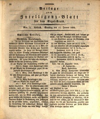 Königlich Bayerisches Intelligenzblatt für den Rezat-Kreis (Ansbacher Intelligenz-Zeitung) Samstag 11. Januar 1834