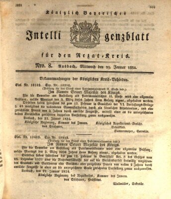 Königlich Bayerisches Intelligenzblatt für den Rezat-Kreis (Ansbacher Intelligenz-Zeitung) Mittwoch 29. Januar 1834