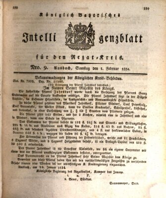 Königlich Bayerisches Intelligenzblatt für den Rezat-Kreis (Ansbacher Intelligenz-Zeitung) Samstag 1. Februar 1834