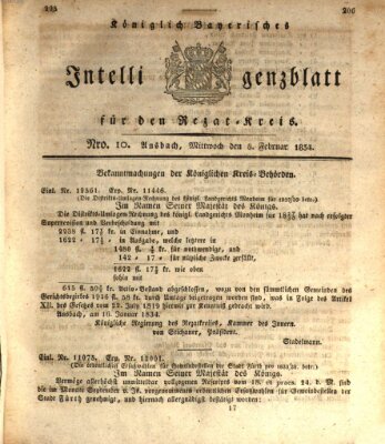 Königlich Bayerisches Intelligenzblatt für den Rezat-Kreis (Ansbacher Intelligenz-Zeitung) Mittwoch 5. Februar 1834