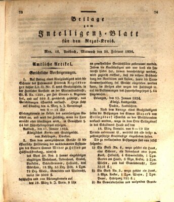 Königlich Bayerisches Intelligenzblatt für den Rezat-Kreis (Ansbacher Intelligenz-Zeitung) Mittwoch 26. Februar 1834