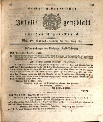 Königlich Bayerisches Intelligenzblatt für den Rezat-Kreis (Ansbacher Intelligenz-Zeitung) Samstag 8. März 1834