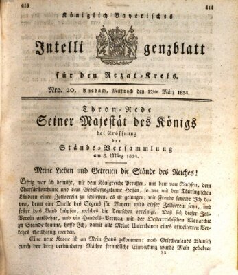 Königlich Bayerisches Intelligenzblatt für den Rezat-Kreis (Ansbacher Intelligenz-Zeitung) Mittwoch 12. März 1834