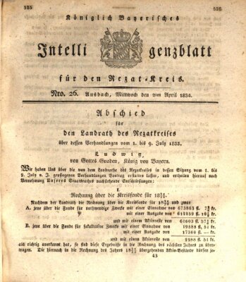 Königlich Bayerisches Intelligenzblatt für den Rezat-Kreis (Ansbacher Intelligenz-Zeitung) Mittwoch 2. April 1834