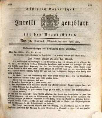 Königlich Bayerisches Intelligenzblatt für den Rezat-Kreis (Ansbacher Intelligenz-Zeitung) Mittwoch 23. April 1834