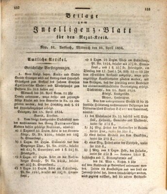 Königlich Bayerisches Intelligenzblatt für den Rezat-Kreis (Ansbacher Intelligenz-Zeitung) Mittwoch 23. April 1834