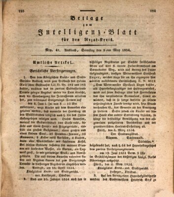 Königlich Bayerisches Intelligenzblatt für den Rezat-Kreis (Ansbacher Intelligenz-Zeitung) Samstag 24. Mai 1834