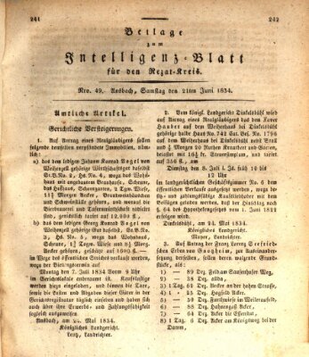 Königlich Bayerisches Intelligenzblatt für den Rezat-Kreis (Ansbacher Intelligenz-Zeitung) Samstag 21. Juni 1834