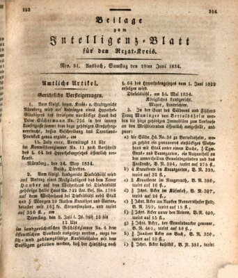 Königlich Bayerisches Intelligenzblatt für den Rezat-Kreis (Ansbacher Intelligenz-Zeitung) Samstag 28. Juni 1834