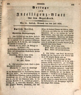 Königlich Bayerisches Intelligenzblatt für den Rezat-Kreis (Ansbacher Intelligenz-Zeitung) Mittwoch 2. Juli 1834