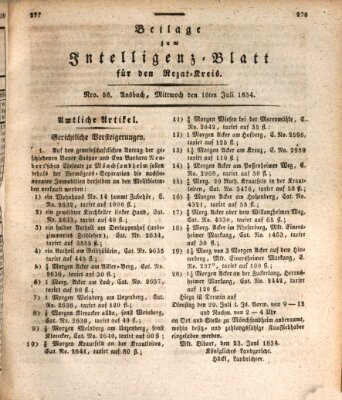 Königlich Bayerisches Intelligenzblatt für den Rezat-Kreis (Ansbacher Intelligenz-Zeitung) Mittwoch 16. Juli 1834