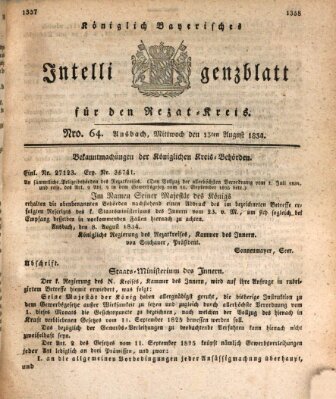 Königlich Bayerisches Intelligenzblatt für den Rezat-Kreis (Ansbacher Intelligenz-Zeitung) Mittwoch 13. August 1834