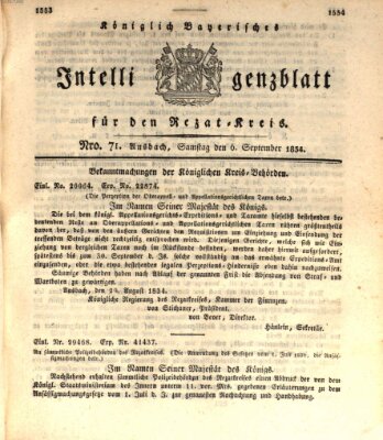 Königlich Bayerisches Intelligenzblatt für den Rezat-Kreis (Ansbacher Intelligenz-Zeitung) Samstag 6. September 1834