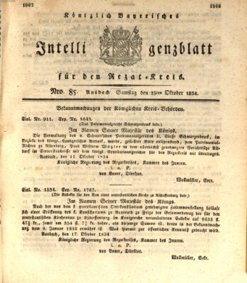 Königlich Bayerisches Intelligenzblatt für den Rezat-Kreis (Ansbacher Intelligenz-Zeitung) Samstag 25. Oktober 1834