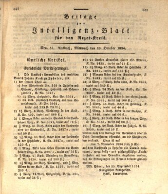 Königlich Bayerisches Intelligenzblatt für den Rezat-Kreis (Ansbacher Intelligenz-Zeitung) Mittwoch 29. Oktober 1834