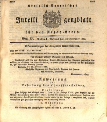 Königlich Bayerisches Intelligenzblatt für den Rezat-Kreis (Ansbacher Intelligenz-Zeitung) Mittwoch 5. November 1834