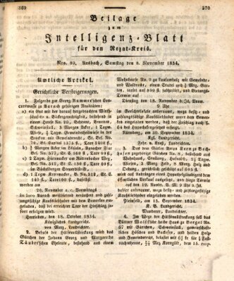 Königlich Bayerisches Intelligenzblatt für den Rezat-Kreis (Ansbacher Intelligenz-Zeitung) Samstag 8. November 1834