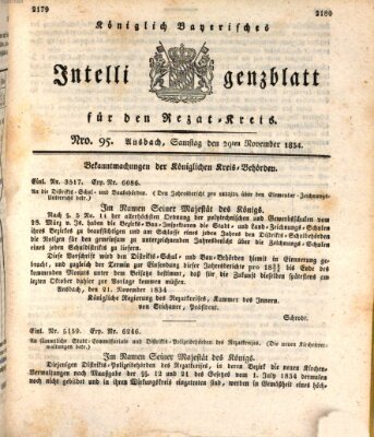 Königlich Bayerisches Intelligenzblatt für den Rezat-Kreis (Ansbacher Intelligenz-Zeitung) Samstag 29. November 1834