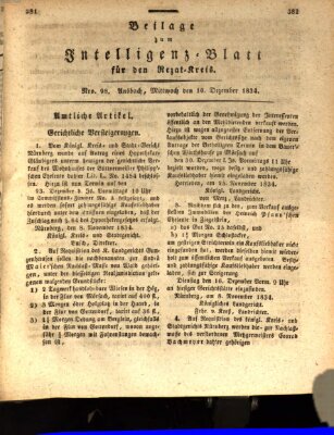 Königlich Bayerisches Intelligenzblatt für den Rezat-Kreis (Ansbacher Intelligenz-Zeitung) Mittwoch 10. Dezember 1834