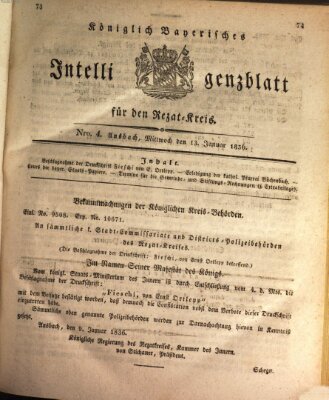 Königlich Bayerisches Intelligenzblatt für den Rezat-Kreis (Ansbacher Intelligenz-Zeitung) Mittwoch 13. Januar 1836