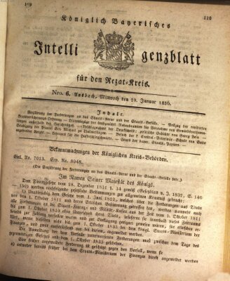 Königlich Bayerisches Intelligenzblatt für den Rezat-Kreis (Ansbacher Intelligenz-Zeitung) Mittwoch 20. Januar 1836