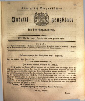 Königlich Bayerisches Intelligenzblatt für den Rezat-Kreis (Ansbacher Intelligenz-Zeitung) Samstag 13. Februar 1836