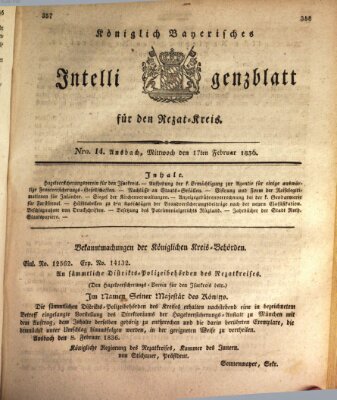 Königlich Bayerisches Intelligenzblatt für den Rezat-Kreis (Ansbacher Intelligenz-Zeitung) Mittwoch 17. Februar 1836