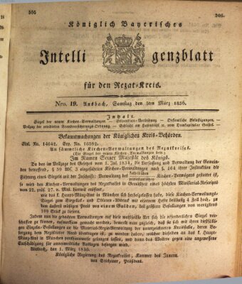 Königlich Bayerisches Intelligenzblatt für den Rezat-Kreis (Ansbacher Intelligenz-Zeitung) Samstag 5. März 1836