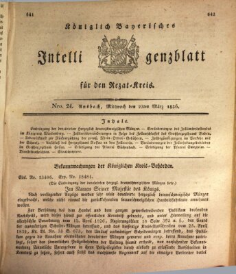 Königlich Bayerisches Intelligenzblatt für den Rezat-Kreis (Ansbacher Intelligenz-Zeitung) Mittwoch 23. März 1836