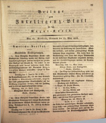 Königlich Bayerisches Intelligenzblatt für den Rezat-Kreis (Ansbacher Intelligenz-Zeitung) Mittwoch 25. Mai 1836