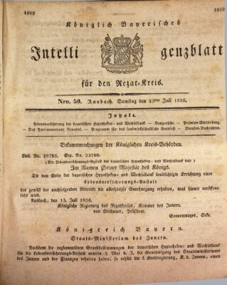 Königlich Bayerisches Intelligenzblatt für den Rezat-Kreis (Ansbacher Intelligenz-Zeitung) Samstag 23. Juli 1836