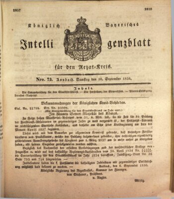 Königlich Bayerisches Intelligenzblatt für den Rezat-Kreis (Ansbacher Intelligenz-Zeitung) Samstag 10. September 1836