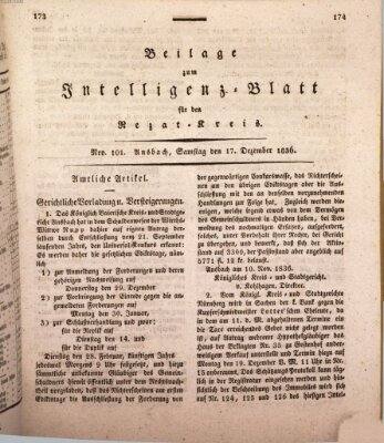 Königlich Bayerisches Intelligenzblatt für den Rezat-Kreis (Ansbacher Intelligenz-Zeitung) Samstag 17. Dezember 1836