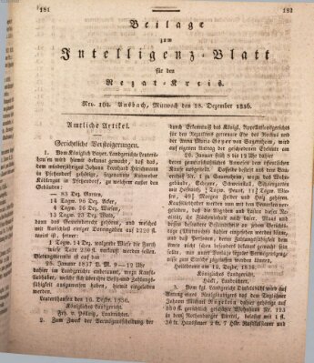 Königlich Bayerisches Intelligenzblatt für den Rezat-Kreis (Ansbacher Intelligenz-Zeitung) Mittwoch 28. Dezember 1836