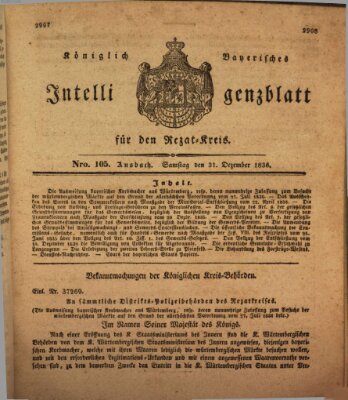 Königlich Bayerisches Intelligenzblatt für den Rezat-Kreis (Ansbacher Intelligenz-Zeitung) Samstag 31. Dezember 1836