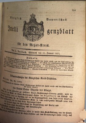 Königlich Bayerisches Intelligenzblatt für den Rezat-Kreis (Ansbacher Intelligenz-Zeitung) Mittwoch 11. Januar 1837