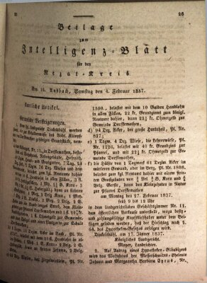 Königlich Bayerisches Intelligenzblatt für den Rezat-Kreis (Ansbacher Intelligenz-Zeitung) Samstag 4. Februar 1837