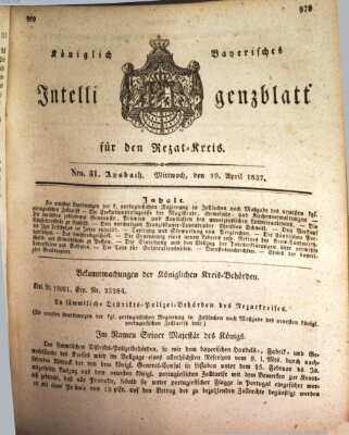 Königlich Bayerisches Intelligenzblatt für den Rezat-Kreis (Ansbacher Intelligenz-Zeitung) Mittwoch 19. April 1837