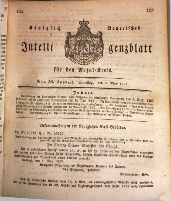 Königlich Bayerisches Intelligenzblatt für den Rezat-Kreis (Ansbacher Intelligenz-Zeitung) Samstag 6. Mai 1837