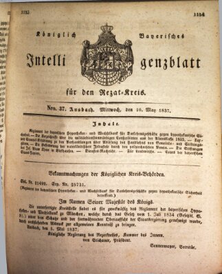 Königlich Bayerisches Intelligenzblatt für den Rezat-Kreis (Ansbacher Intelligenz-Zeitung) Mittwoch 10. Mai 1837