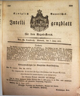 Königlich Bayerisches Intelligenzblatt für den Rezat-Kreis (Ansbacher Intelligenz-Zeitung) Mittwoch 7. Juni 1837