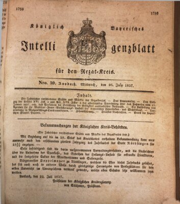 Königlich Bayerisches Intelligenzblatt für den Rezat-Kreis (Ansbacher Intelligenz-Zeitung) Mittwoch 26. Juli 1837