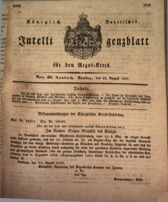 Königlich Bayerisches Intelligenzblatt für den Rezat-Kreis (Ansbacher Intelligenz-Zeitung) Samstag 26. August 1837