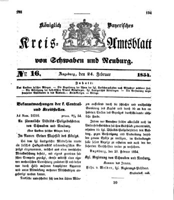 Königlich Bayerisches Kreis-Amtsblatt von Schwaben und Neuburg Freitag 24. Februar 1854