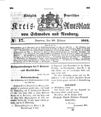 Königlich Bayerisches Kreis-Amtsblatt von Schwaben und Neuburg Dienstag 28. Februar 1854