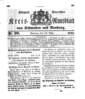 Königlich Bayerisches Kreis-Amtsblatt von Schwaben und Neuburg Freitag 10. März 1854